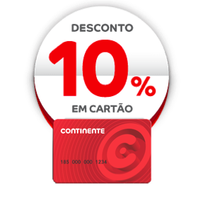 Ícone de 10% de desconto em cartão continente com a keepwells